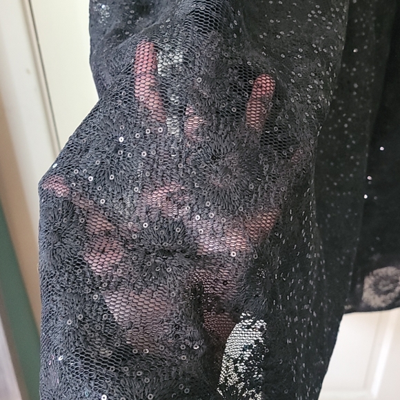 Black Lace Sequin Skirt - Picture 4 of 6